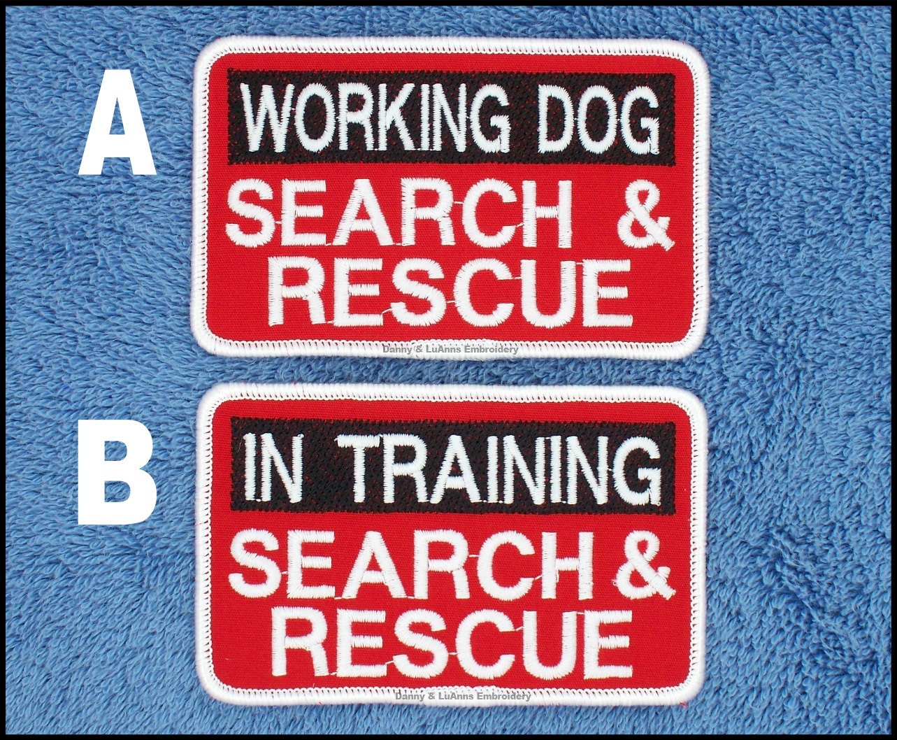Search And Rescue Working Dog In Training Patch Size 2.5x4