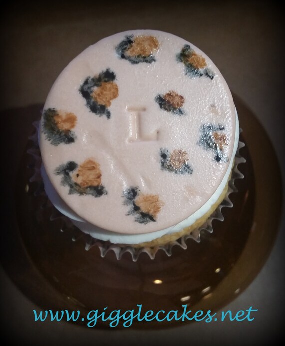 Items similar to Fondant Leopard print cupcake topper, accent cupcake