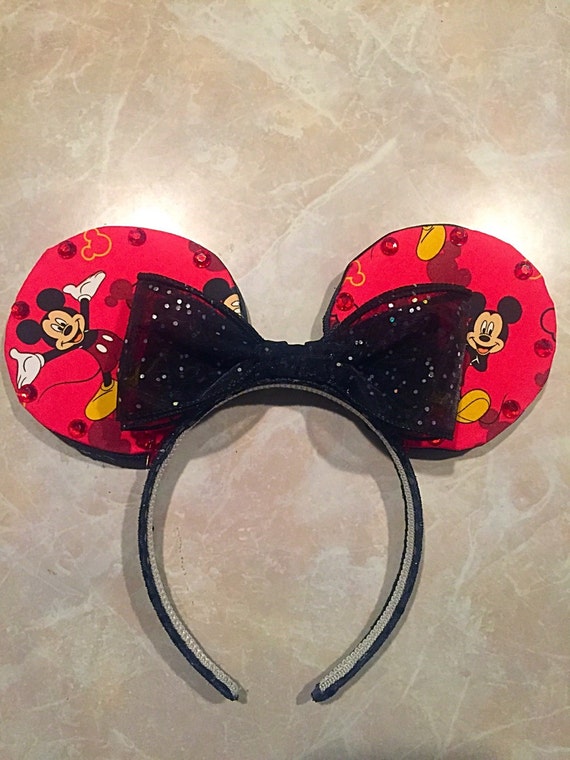 Red Sparkly Mickey Mouse Ears