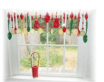 Sassy Citrus Kitschy Kitchen Window Treatment Valance Curtain