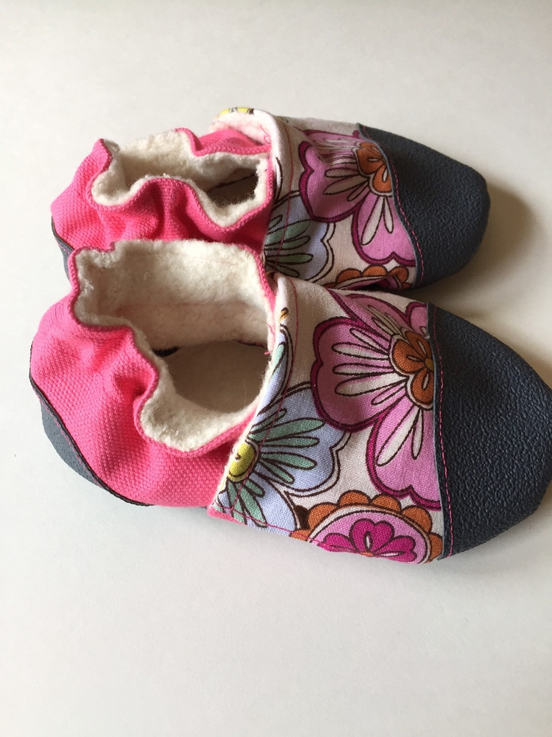 Pink Floral Super Tuff baby shoes toddler shoes pink by Leftysew