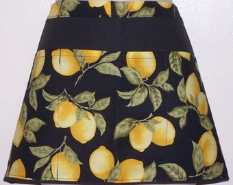 SALE Handmade server waitress waist apron Lemons with three pockets 6366