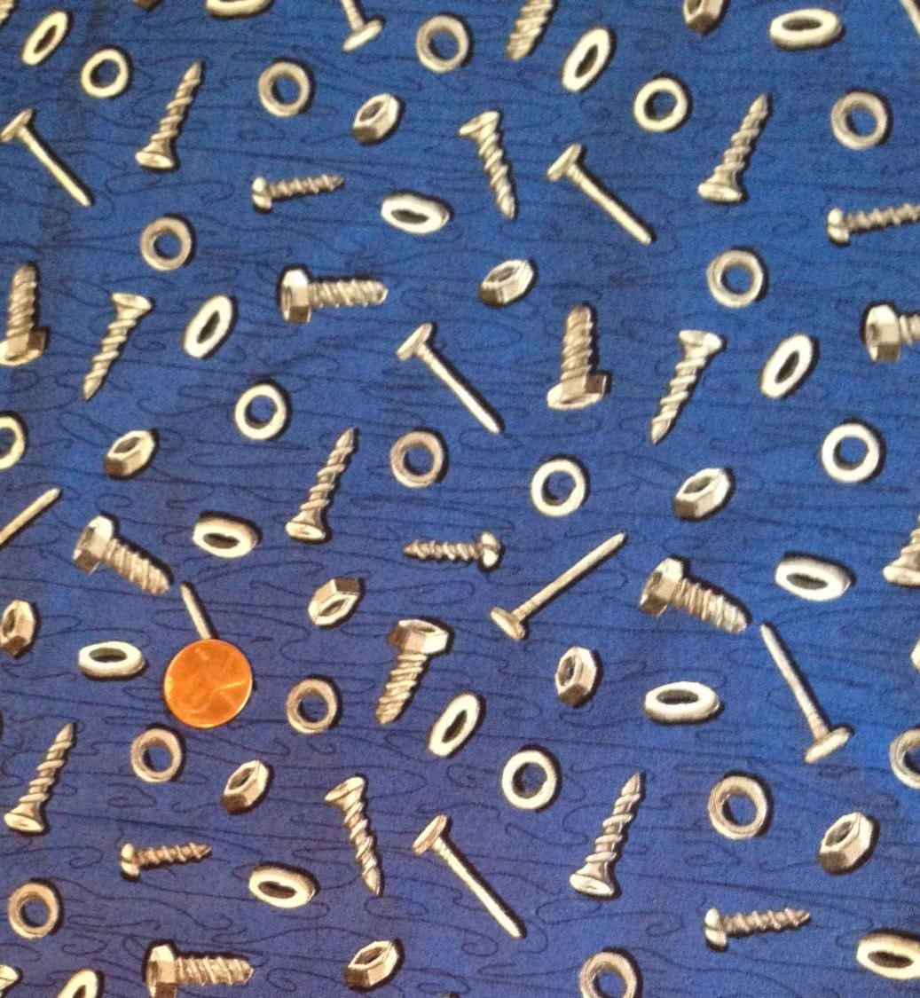 Nuts, Bolts, Screws "Handyman" Fat QUARTER /FQ 100 Cotton Fabric for