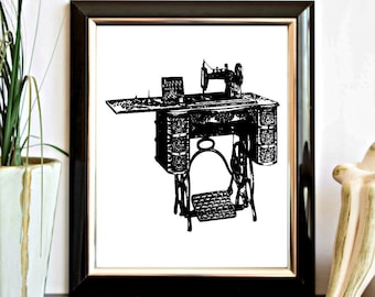 Instant Download - Vintage Treadle Sewing Machine Printable Wall Art - Wall Decor Poster - Office Decor - Digital Artwork