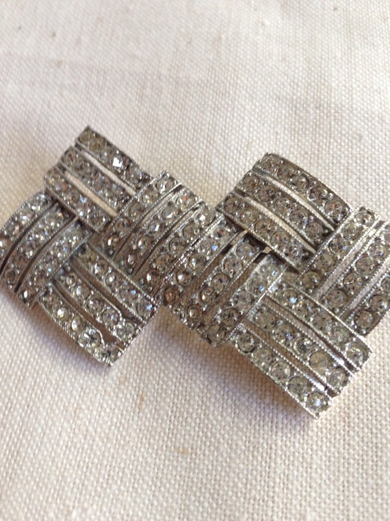 Art Deco Cross Hatch Weave Brooch by thayerstreetvintage on Etsy