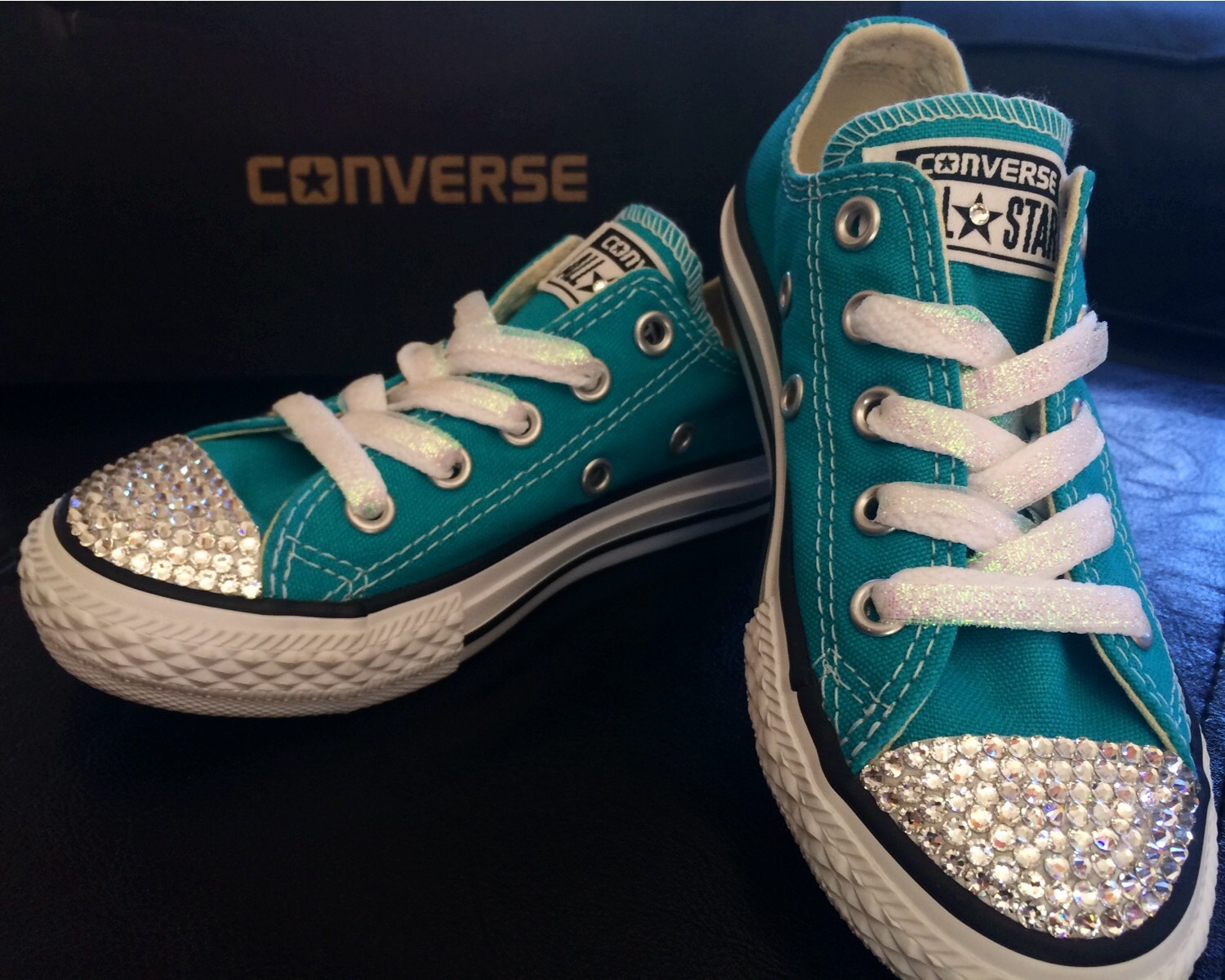Girls crystal converse-bling girls customized by FaithsBows2Toes