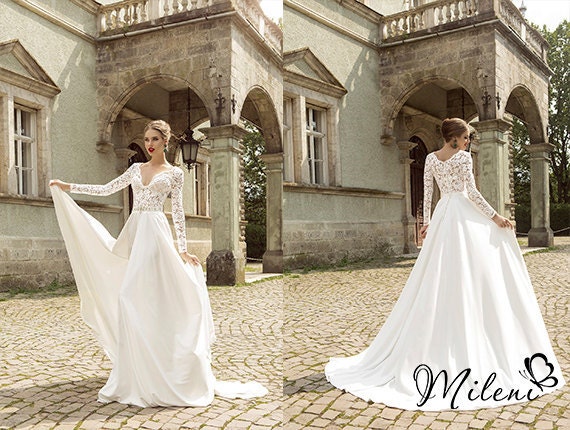 Wedding dress. Very elegant and beautiful lace .Slimming wedding dress . wedding dress. Long sleeves wedding dress. model Palermo