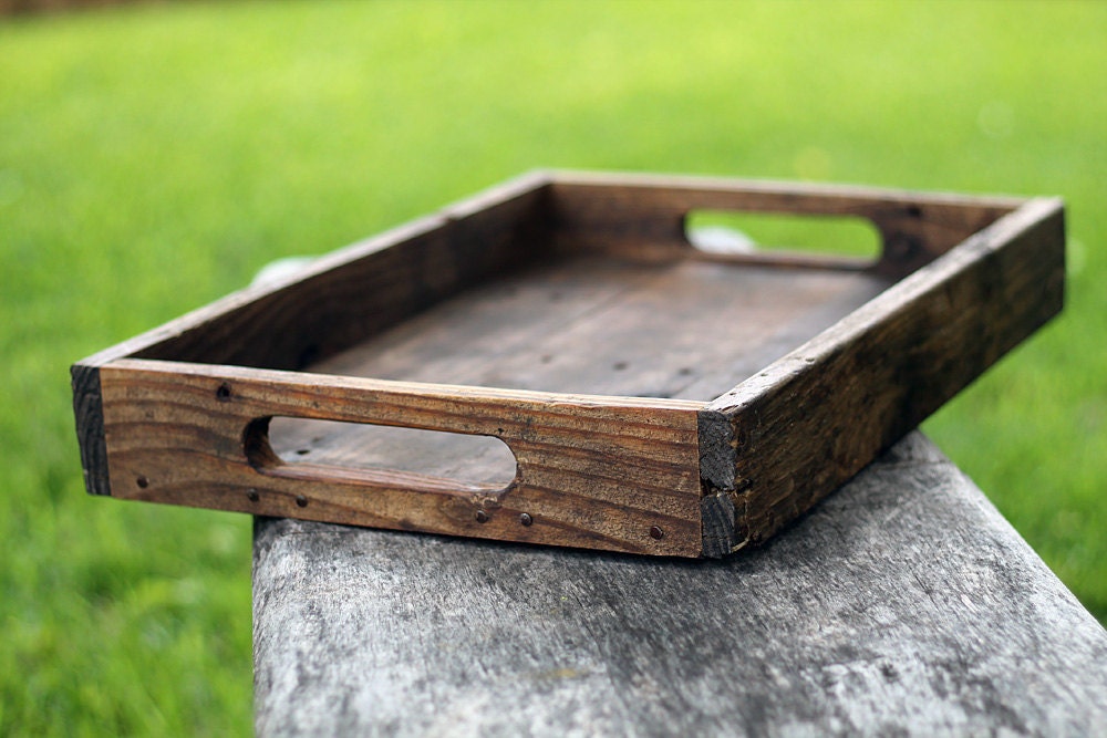 Rustic Farm Serving Tray Big Version Ottoman Tray Wooden