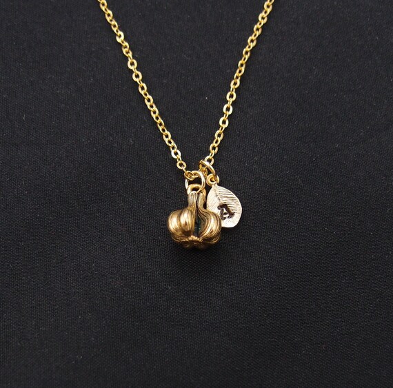 garlic necklace gold filled initial necklace gold garlic