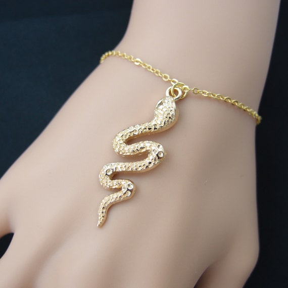 snake bracelet gold filled gold snake charm retro style