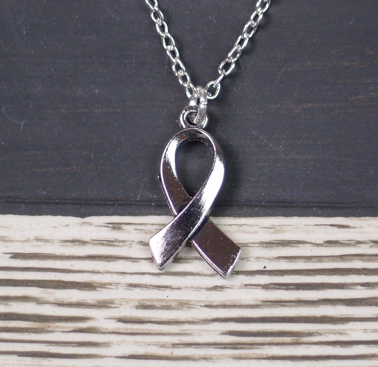 awareness ribbon necklace sterling silver filled silver hope