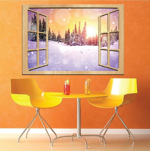 Window Wall Decal Snowing Art Window Murals by PrimeDecal on Etsy