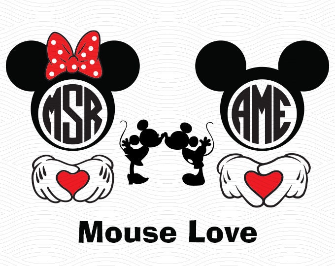 Download Mouse Love Monogram Set (SVG EPS DXF Studio3) Minnie and ...