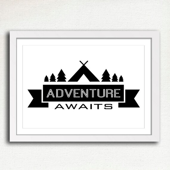 Adventure Awaits Printable Camping Sign Black by