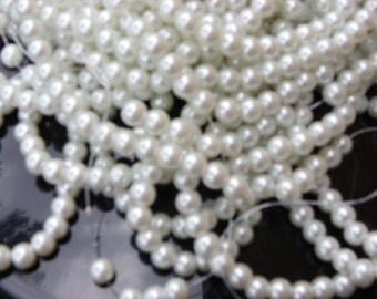 1000 perles de verre blanches nacré 8 mm ou autres couleurs