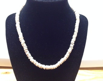 Vintage Shell Beaded Necklace, Length 17''