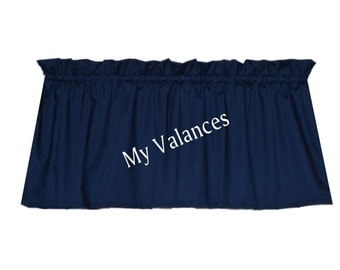 Navy Blue window curtain valance. Solid color topper will make a beautiful addition to your decor Kitchen kids bedroom living room bathroom