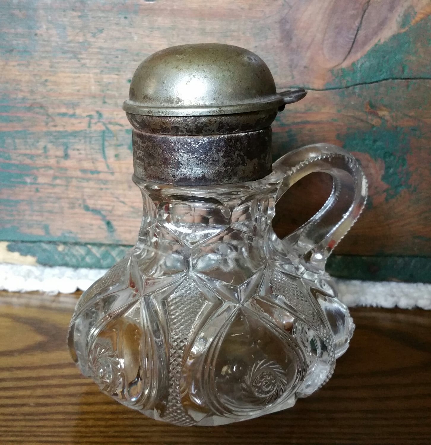 Vintage Cut Glass Syrup Pitcher