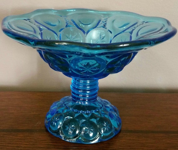 Vintage Le Smith Moon And Stars Blue Glass By Emptynestvintage