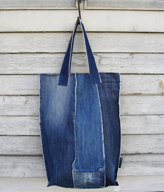 Distressed Denim Bag 7 upcycled denim vegan bag by Nudakillers