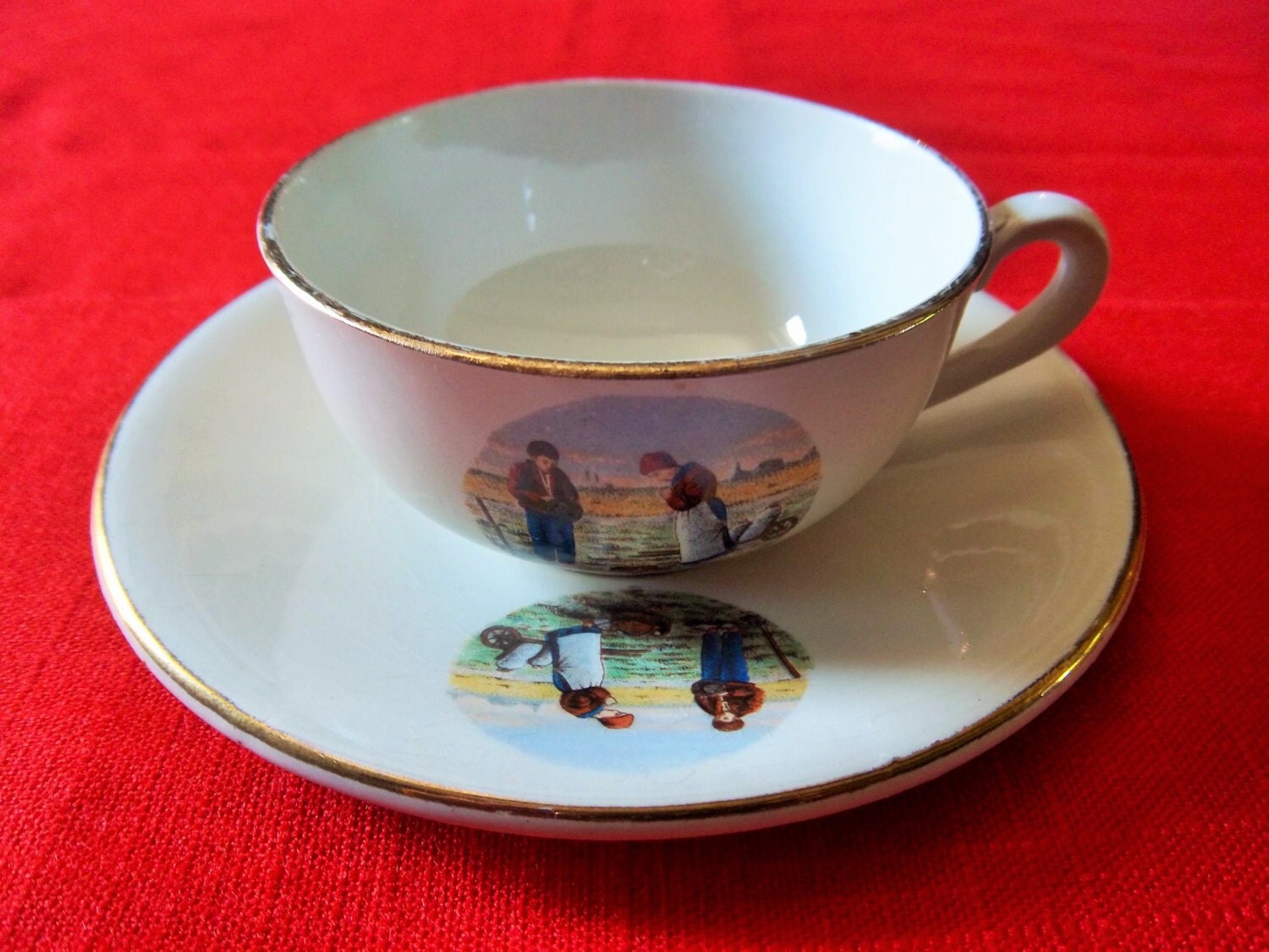 French coffee espresso cups set of 4 Sarreguemines & Digoin