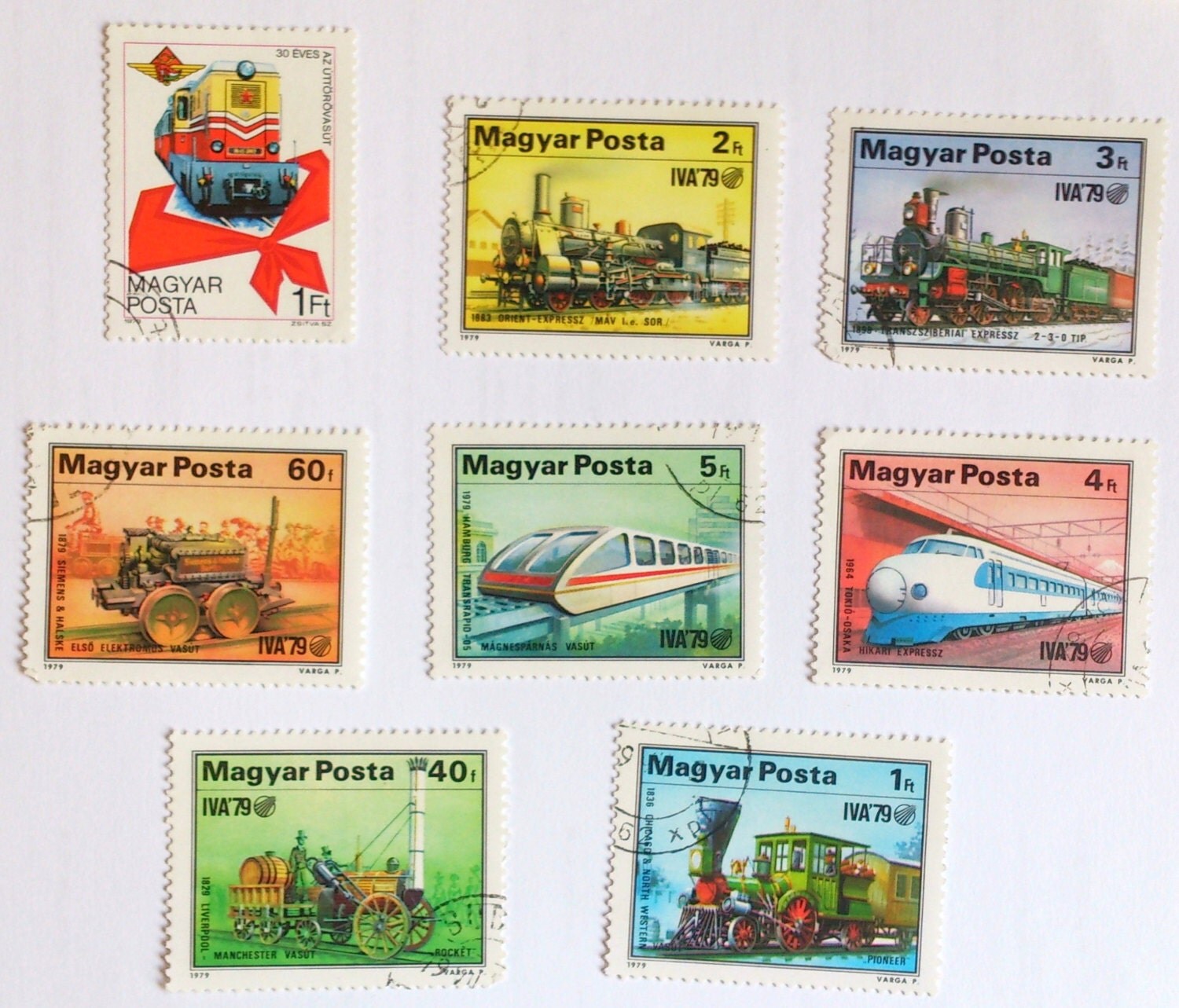 Set Of 8 Hungarian Stamps With Slaked. Magyar Posta.