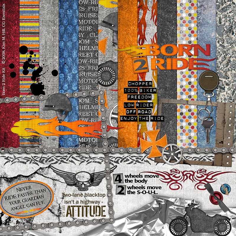 Motorcycle Scrapbook Kit Born To Ride digital