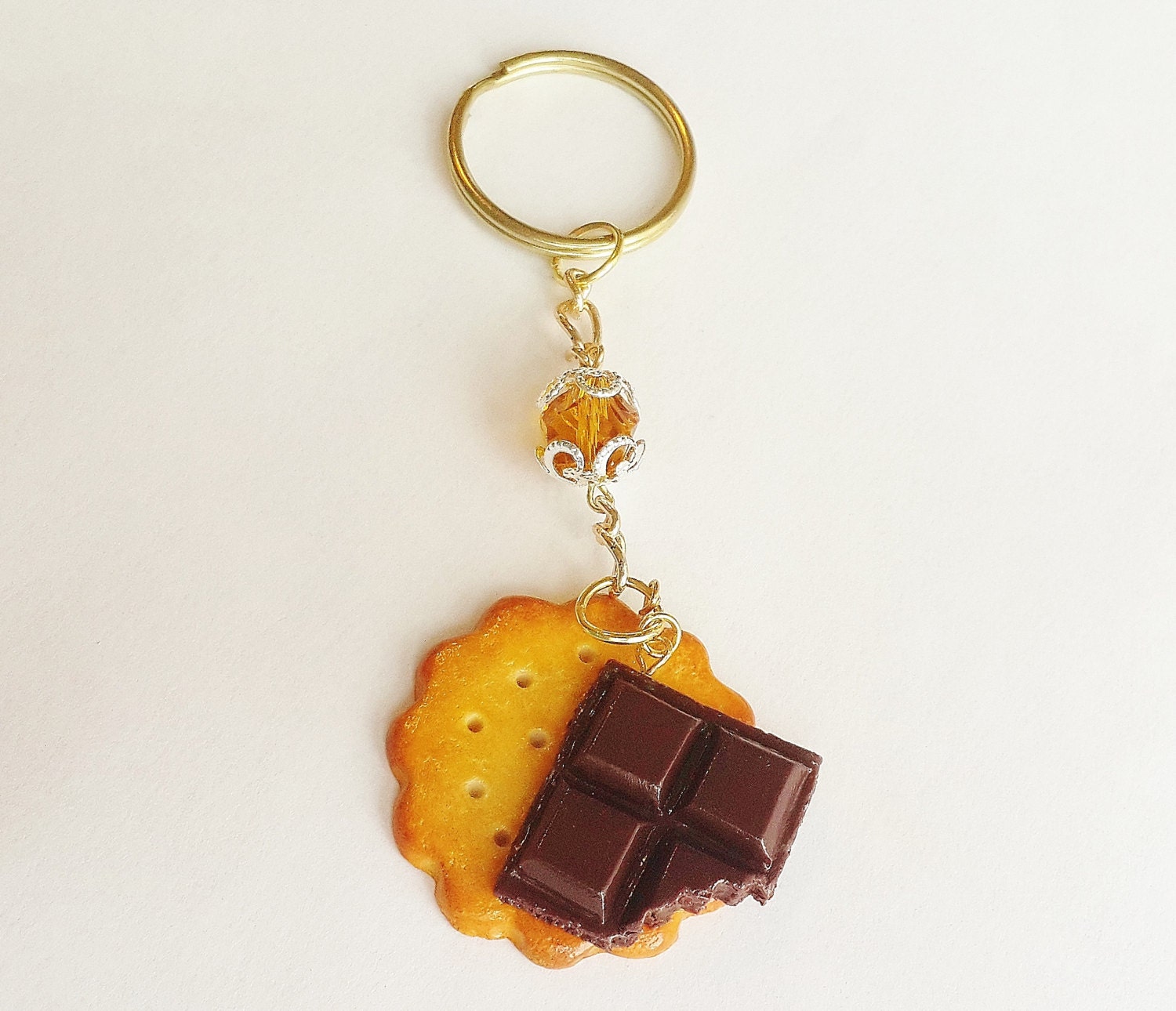 Handmade Biscuit and Chocolate Bar Keychain Polymer Clay