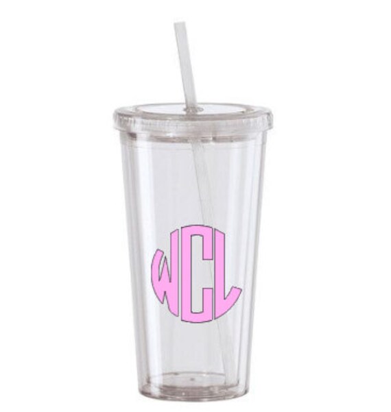 Circle Monogram Tumbler Monogrammed Cup Bridesmaid Gift Birthday