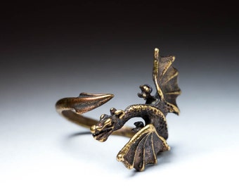 Dragon Ring, brass, adjustable size, handmade