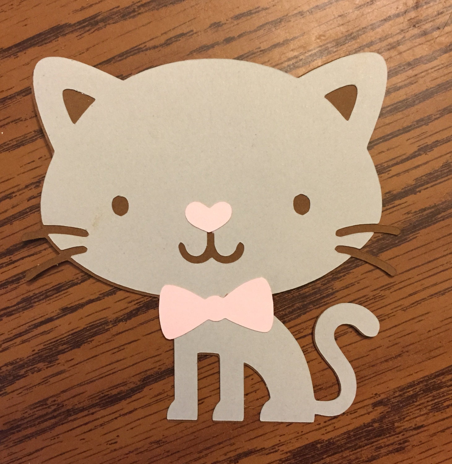 6 Cricut Die Cut Cat with Bowtie Embellishments by KraftyQueens
