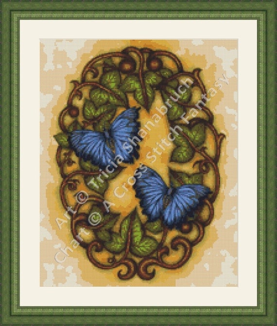 Oval Ivy Counted Cross Stitch Pattern by ACrossStitchFantasy