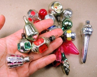Rare Little Christmas Ornament Glass Christmas Ornament Tree Decoration - set of 17