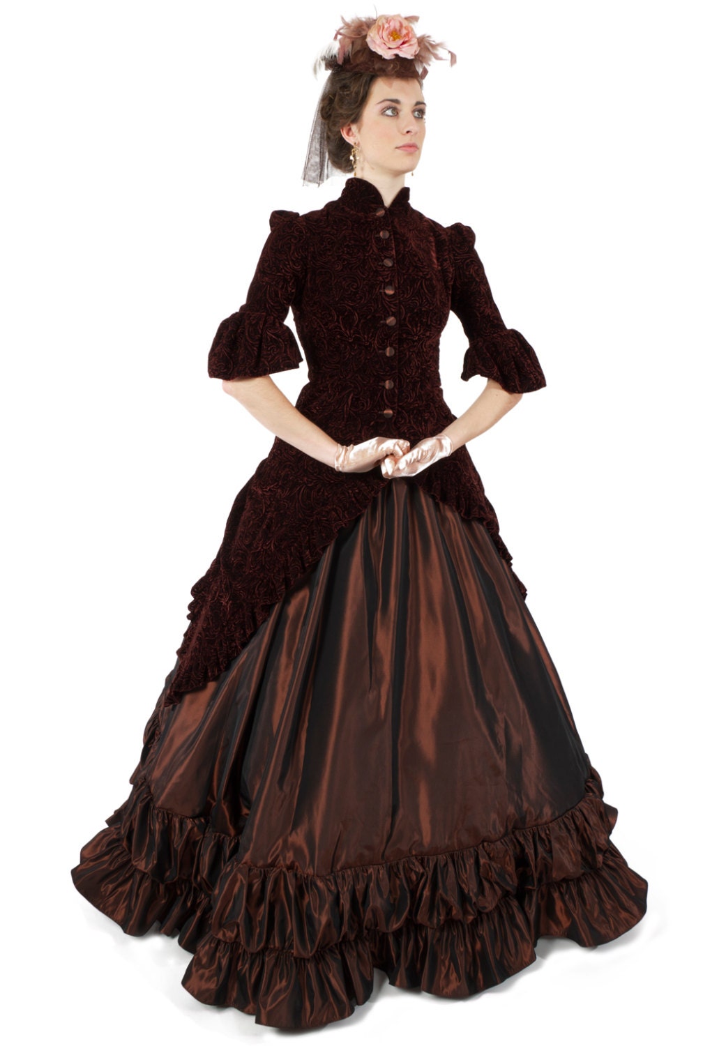 Ava Velvet Polonaise Victorian Dress