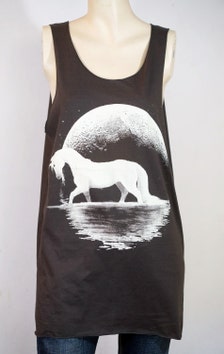 Full Moon and Unicorn summer fasion Black T-Shirt Tunic Women ...