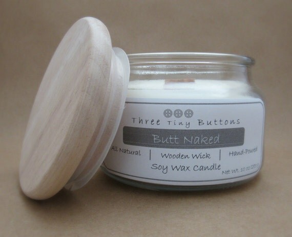 All Natural Wood Wick Soy Wax Candle Butt By ThreeTinyButtons