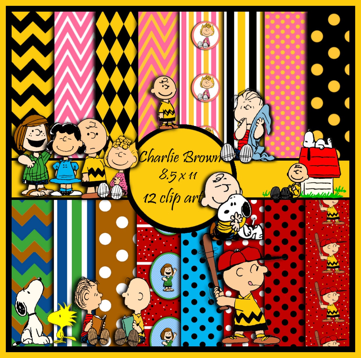 Charlie Brown scrapbook paper digital by ScrapbookPaperShack