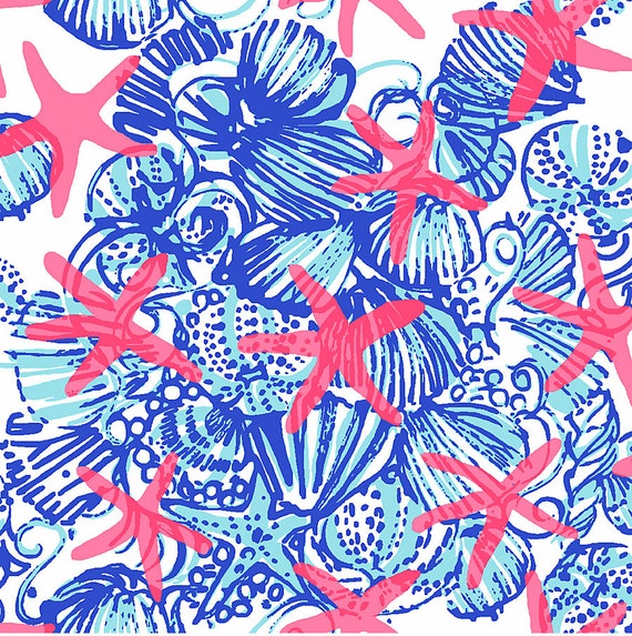 Lilly Pulitzer SHE SHE SHELLS Fabric 5x5 6x6 7x7 by SpotTheLilly