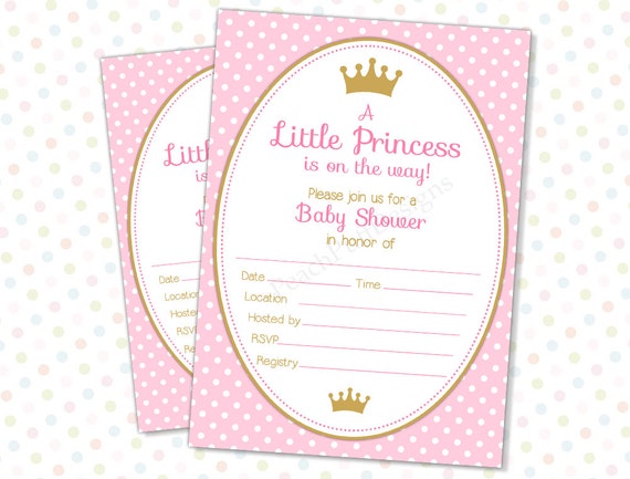 Items Similar To Princess Baby Shower Invitation Instant Download