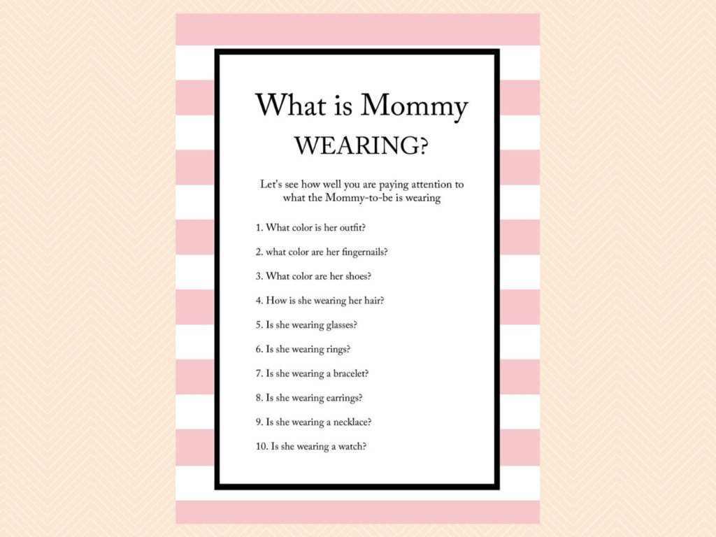 What is mommy wearing Game Printable Baby Shower Games