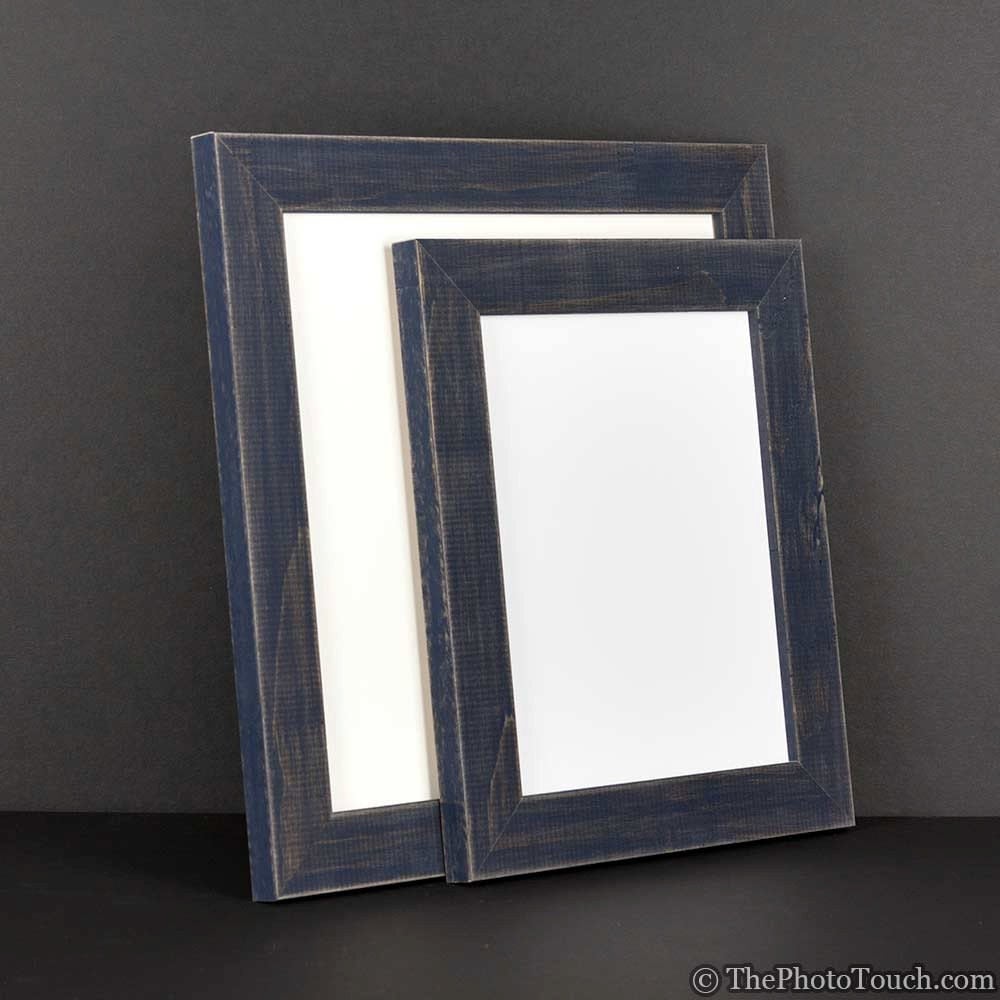 Navy Blue Picture Frame Rustic Reclaimed by ArtAndPhotoFraming