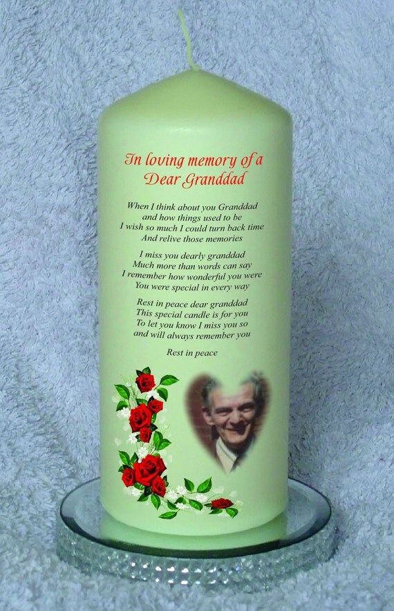 Grandfather. Grandpa. Personalised Memorial Candle. In Loving