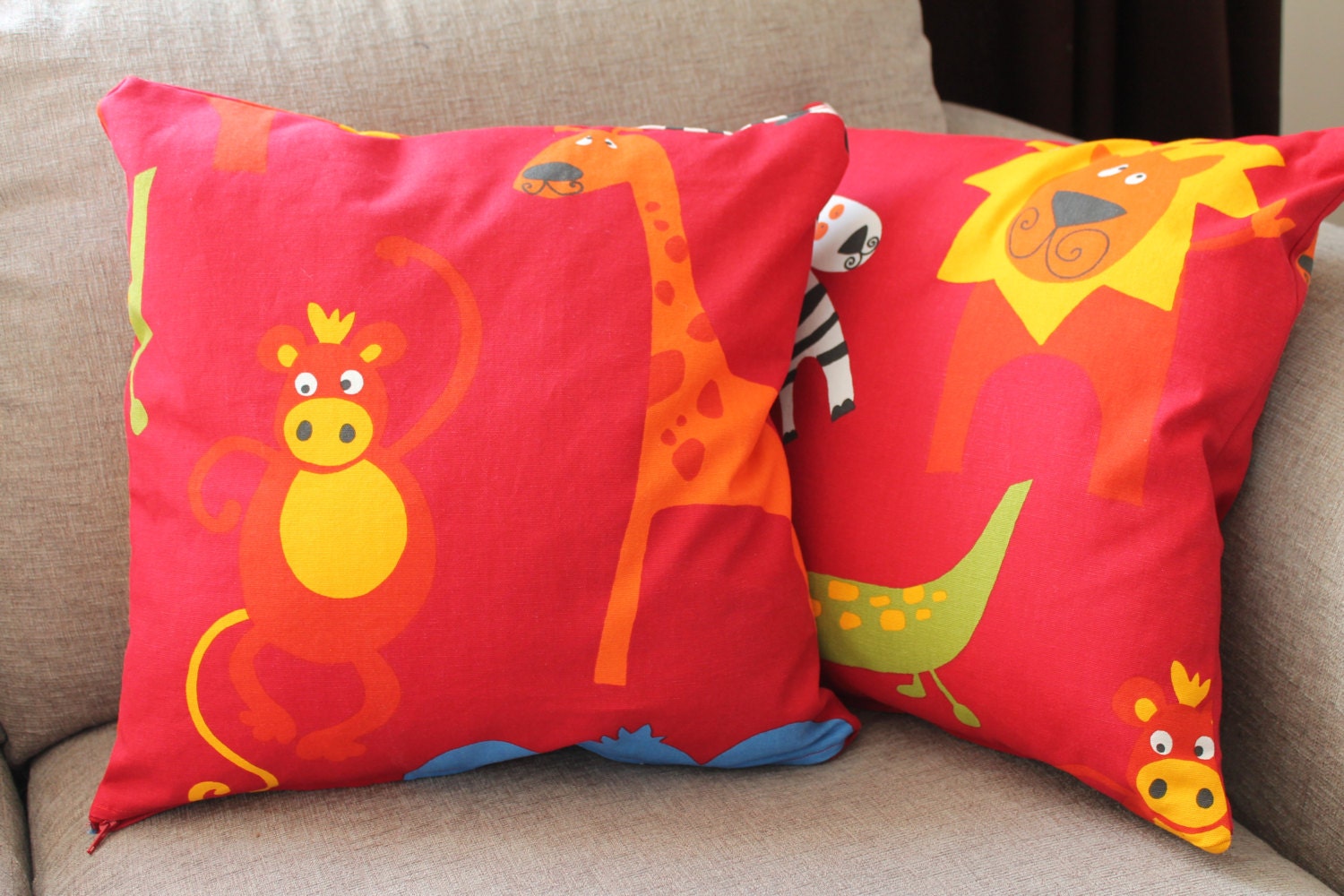 Animal cushion cover by MadeInBonaly on Etsy