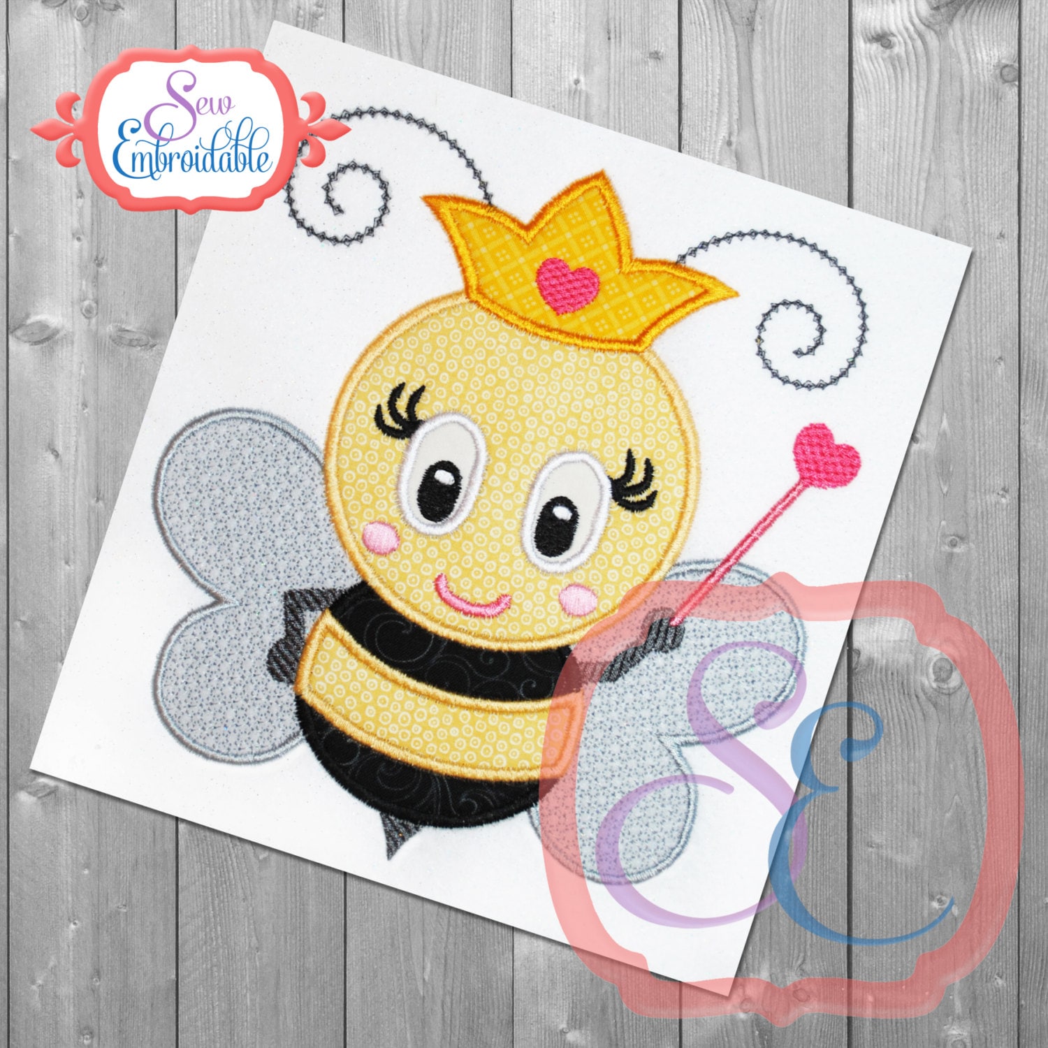 Queen Bee Applique Design For Machine Embroidery INSTANT
