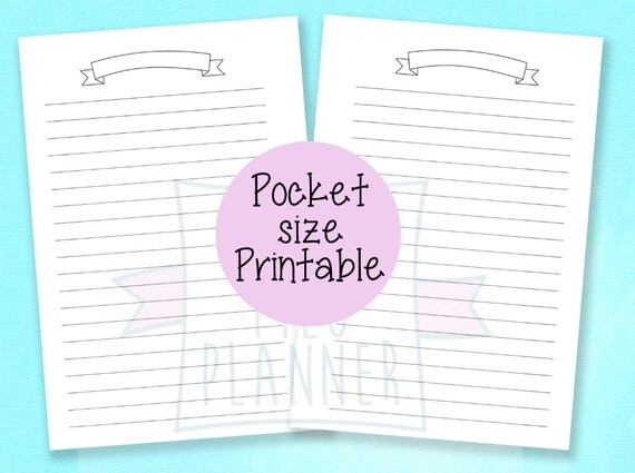 Filofax Printable Pocket Size Lined Paper Notes Journaling