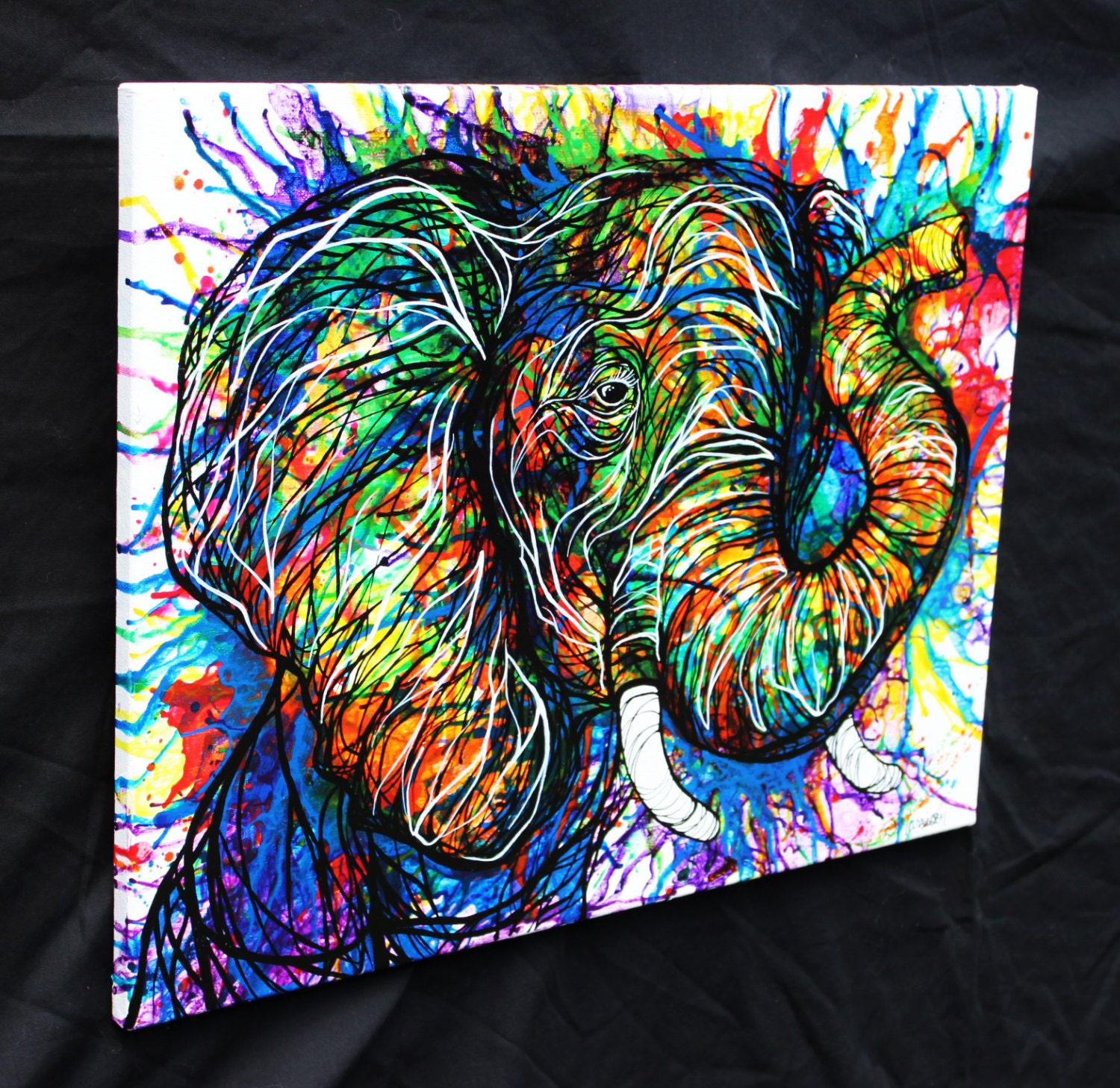 Abstract Colorful Elephant Art Original by DHarrisonPaintings

