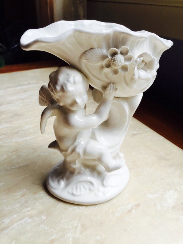 Vintage White Porcelain Angel / Cherub Figurine by VintageVixens1