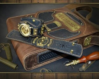 Custom set. Bag, watch, bracelet, steampunk style