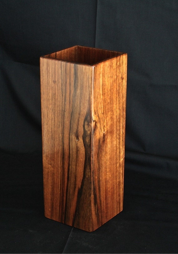 square shedua wood vase by masseywoodworking on Etsy