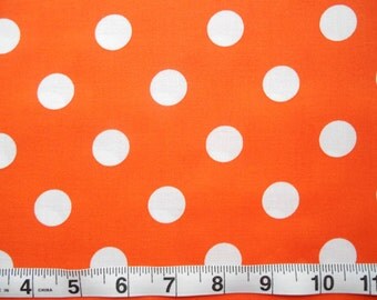 Orange with White Dots cotton fabric by the yard